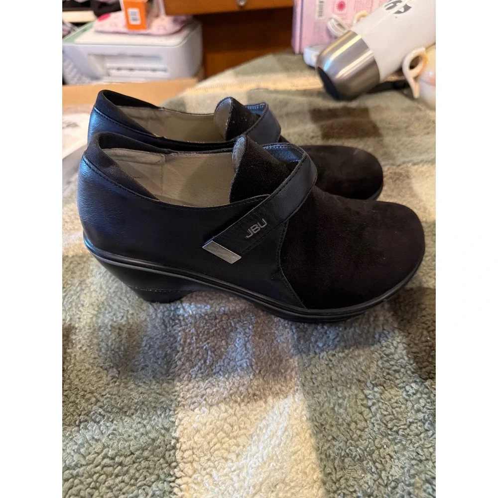 JBU‎ by Jambu Sedona Black Wedge Pumps Mixed Media Slip On Shoes Womens 7M